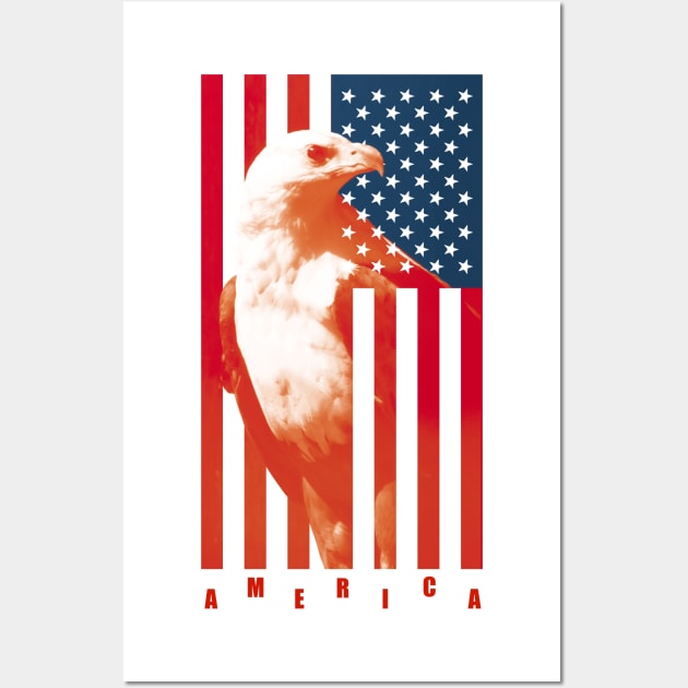 Eagle on American Flag Wall Art by TMBTM